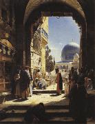Gustav Bauernfeind At the Entrance to the Temple Mount, Jerusalem Spain oil painting artist
